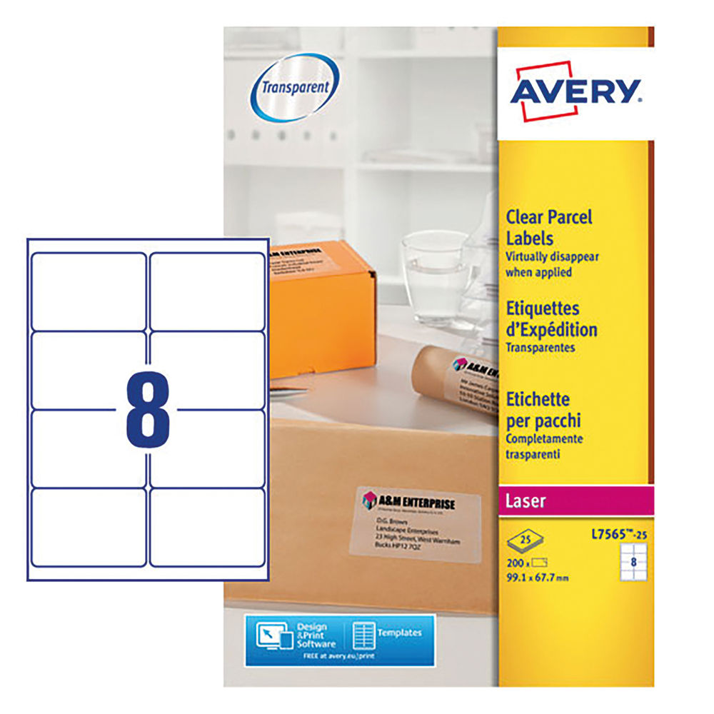 Avery Laser Label 99.1x67.7mm 8 Per Sheet Clear (Pack of 200)