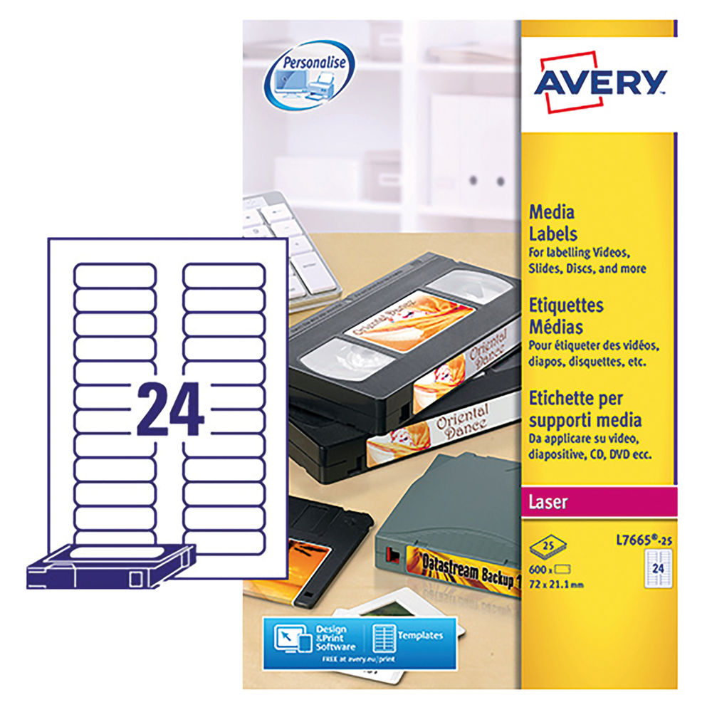 Avery Data Cartridge White Labels 70 x 21.1mm (Pack of 600)