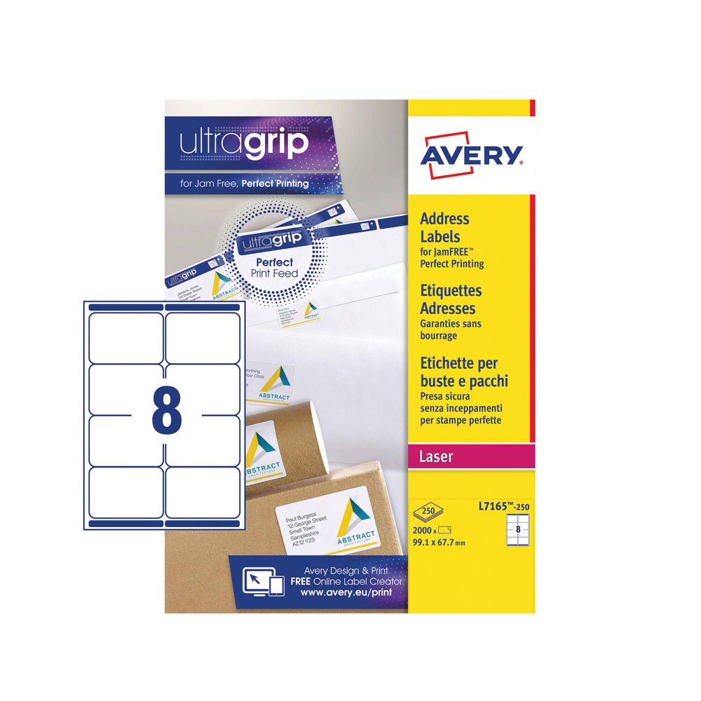 Avery Ultragrip Laser Labels 99.1x67.7mm White (Pack of 2000)