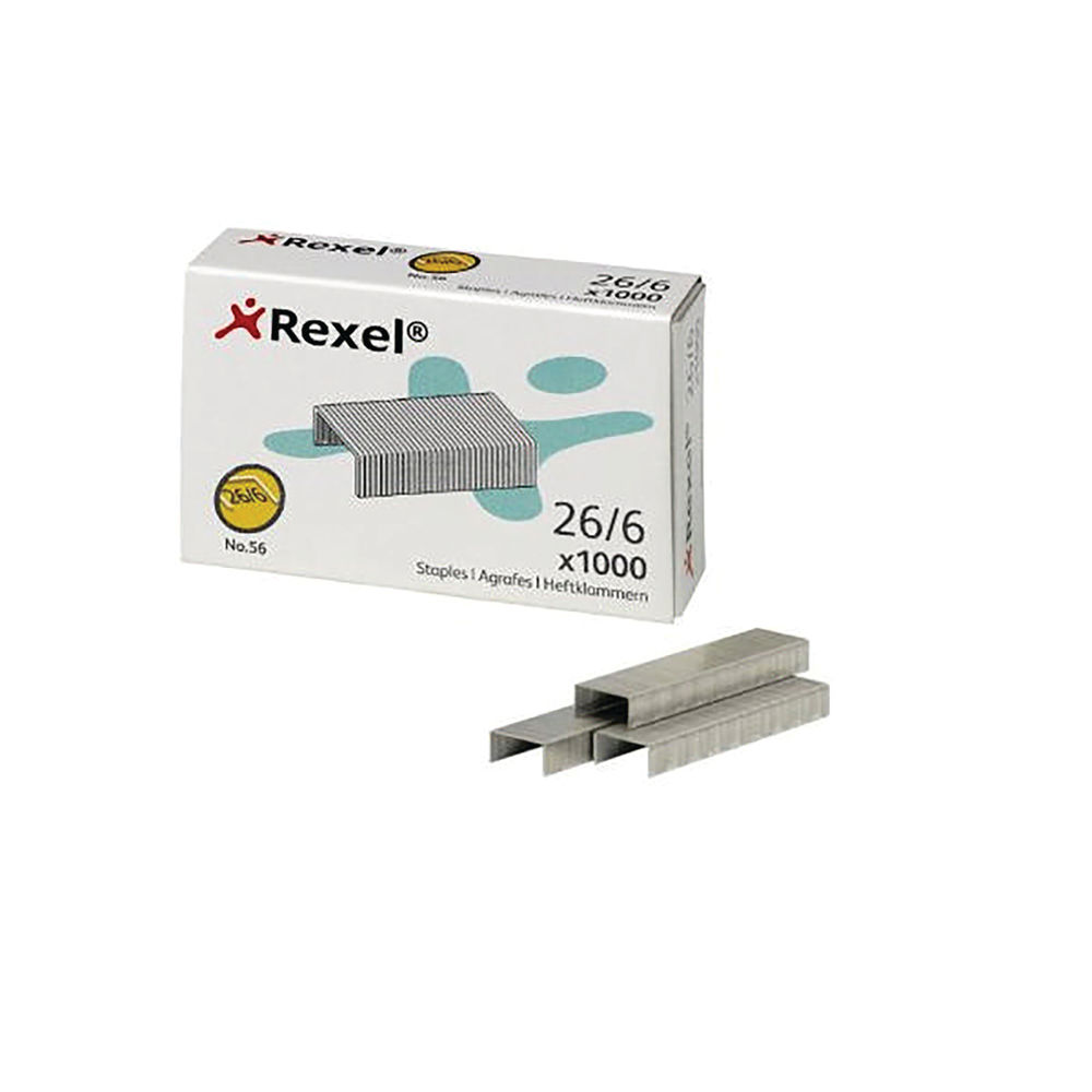 Rexel No.56 Metal 26/6mm Staples (Pack of 1000)