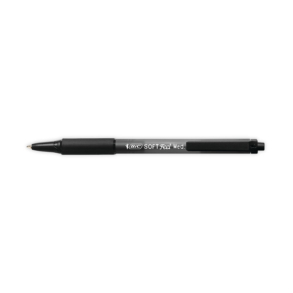 BIC SoftFeel Black Clic Medium Ballpoint Pens - (Pack of 12)