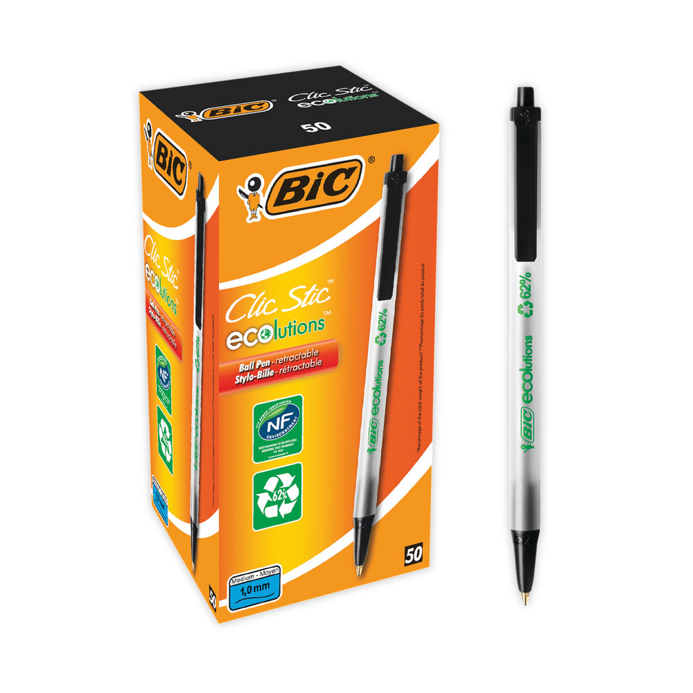 Bic Clic Stick Ecolutions Black Pen (Pack of 50)