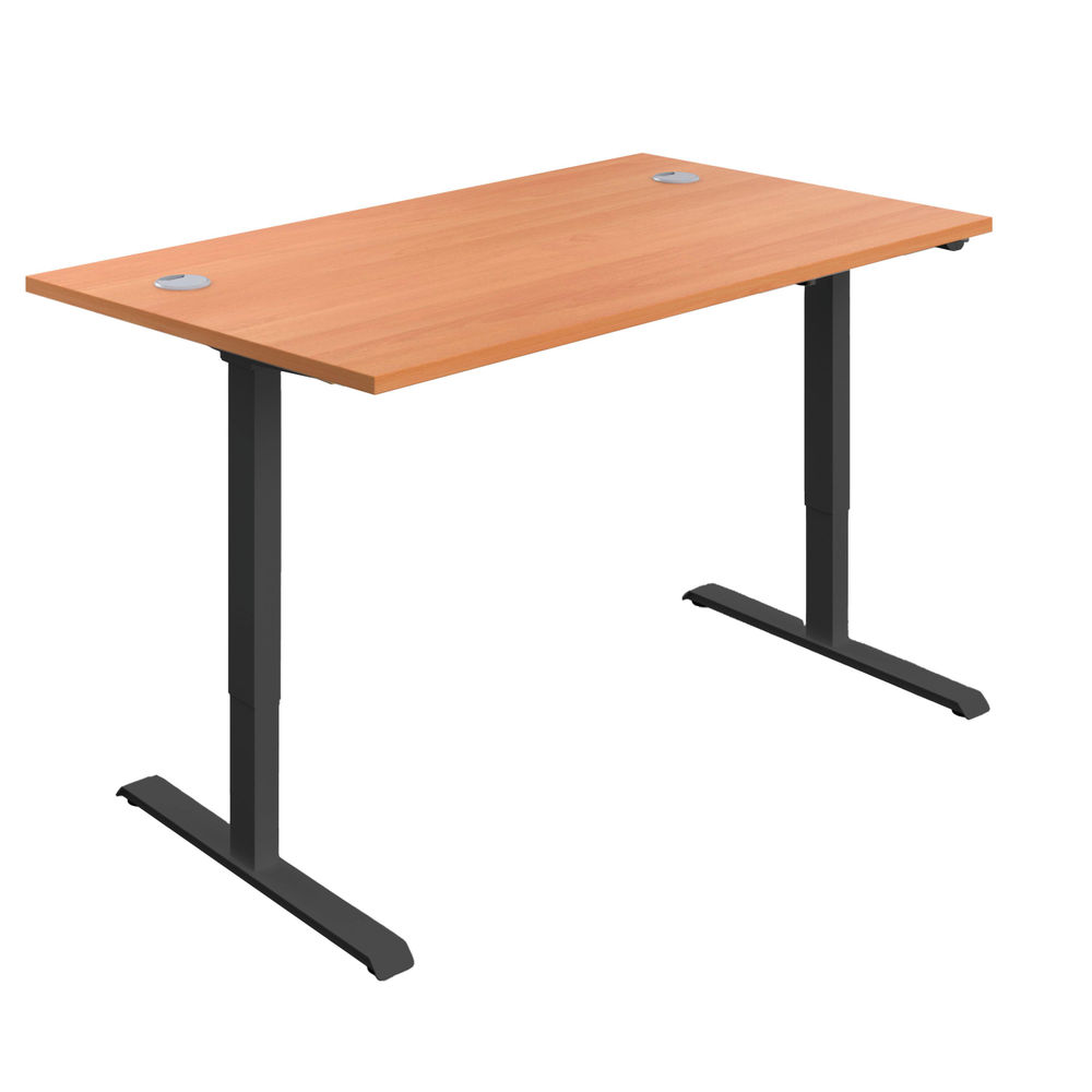 Serrion Economy Single Motor Sit/Stand Desk 1200x800x705-1220mm Beech/Black KF822741