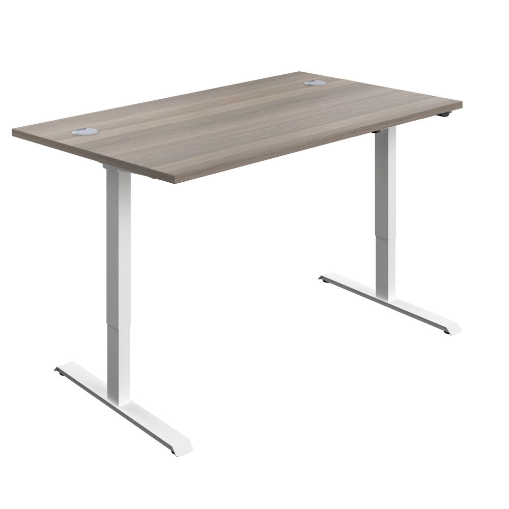 Jemini Economy Single Motor Sit/Stand Desk 1200x800x735-1235mm Grey Oak/White KF822791