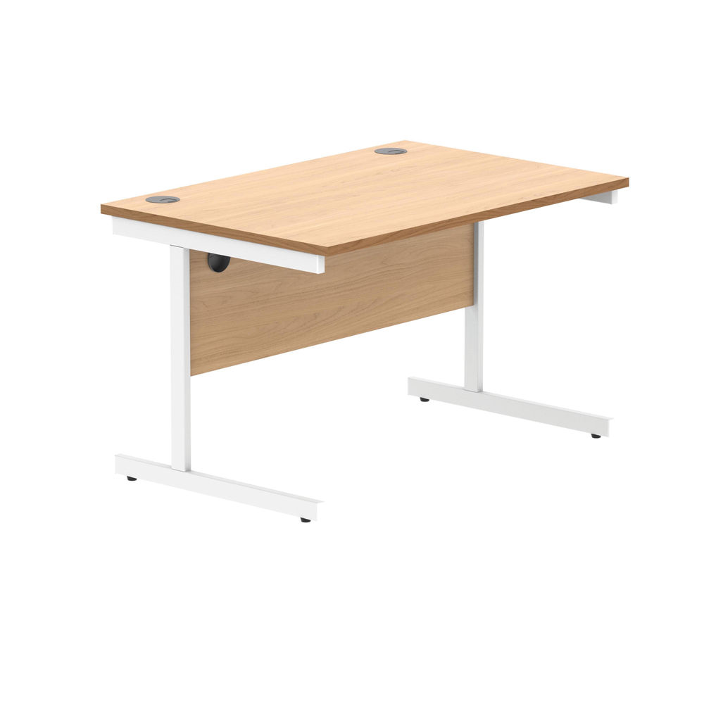 Polaris Rectangular Single Upright Cantilever Desk 1200x800x730mm Norwegian Beech/White KF821630