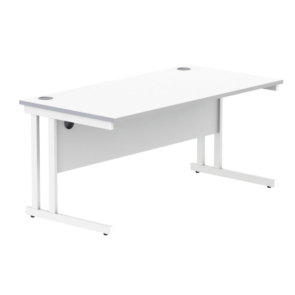 Polaris Rectangular Double Upright Cantilever Desk 1600x800x730mm Arctic White/White KF882357