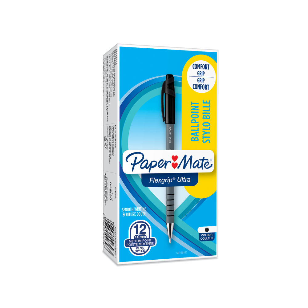 PaperMate Flexgrip Ultra Ballpoint Pen Medium Black (Pack of 12) S0190113