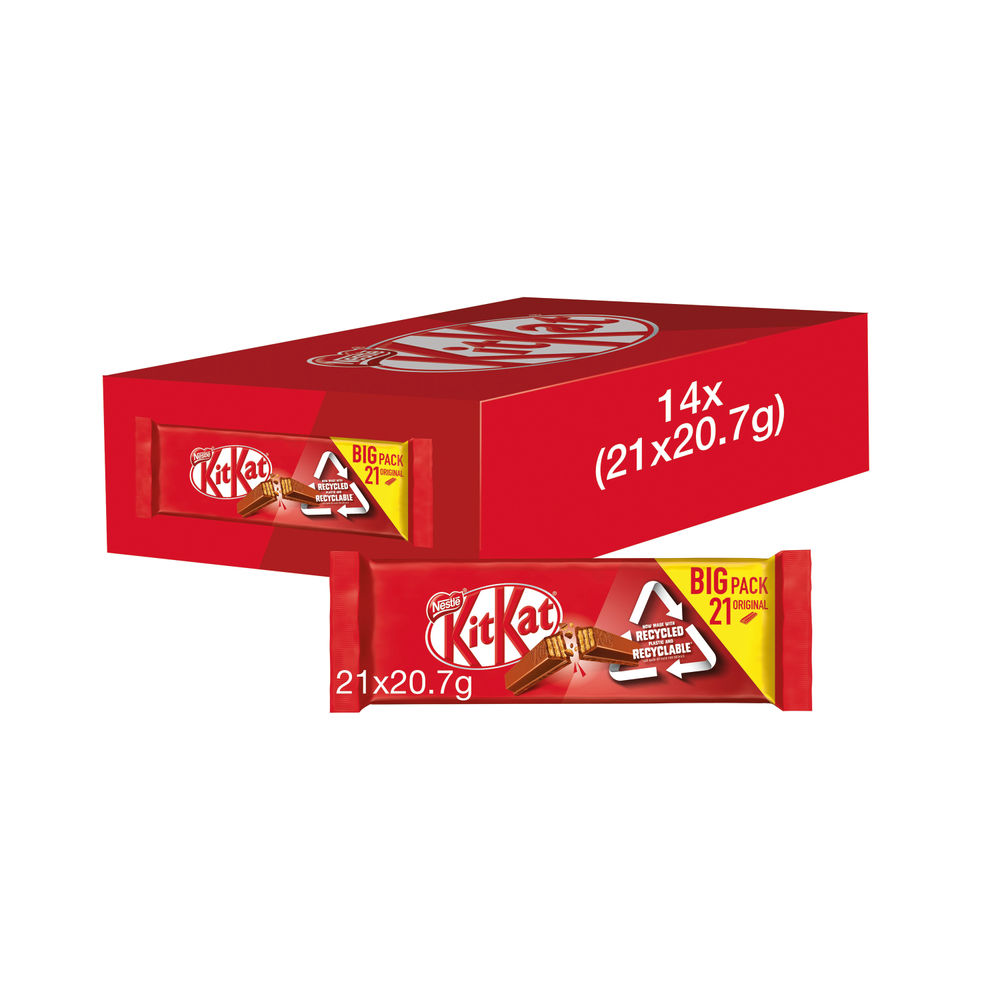 KitKat 2-Finger Milk Chocolate Bar (Pack of 21)