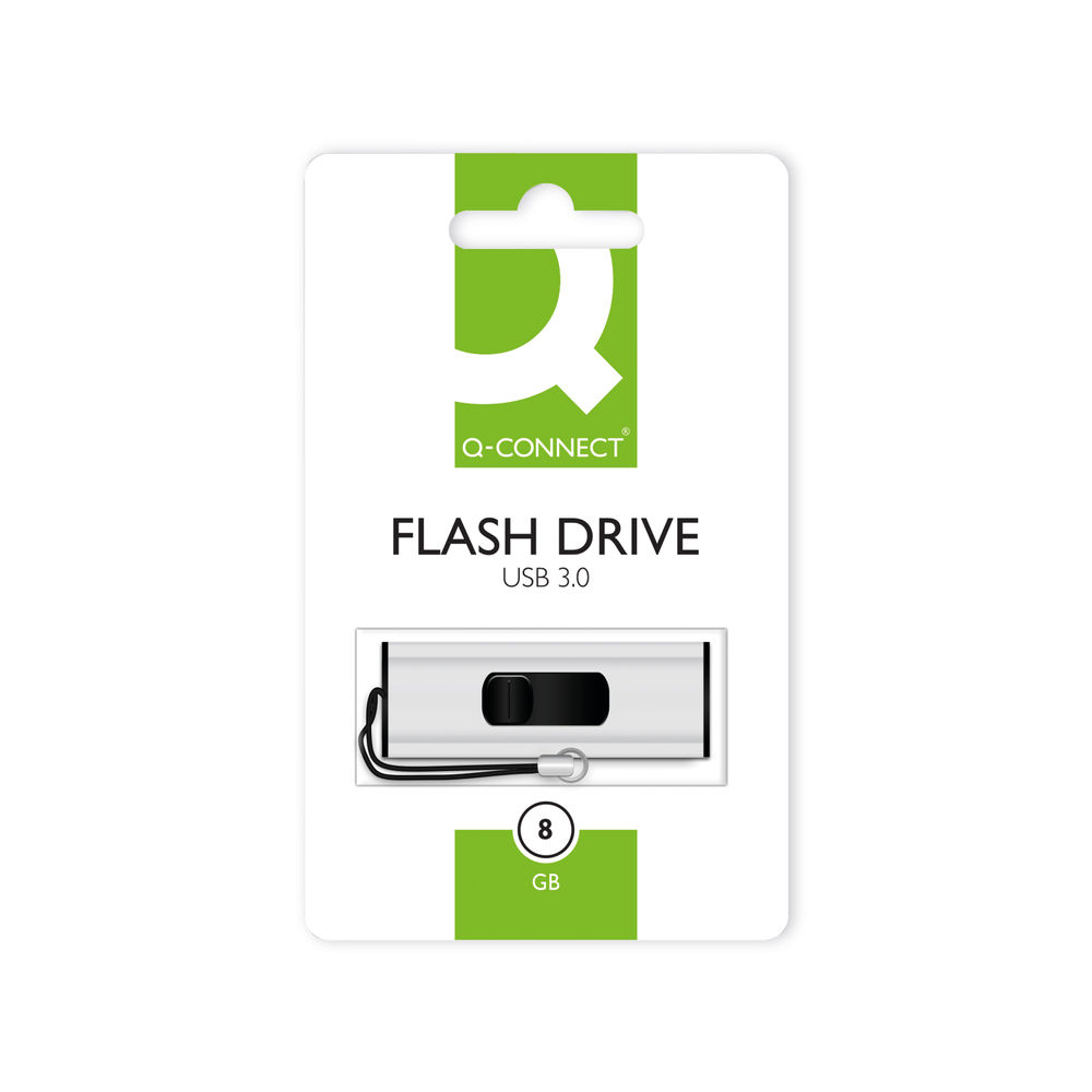 Q-Connect USB 3.0 Slider 8GB Flash Drive Silver/Black KF16368