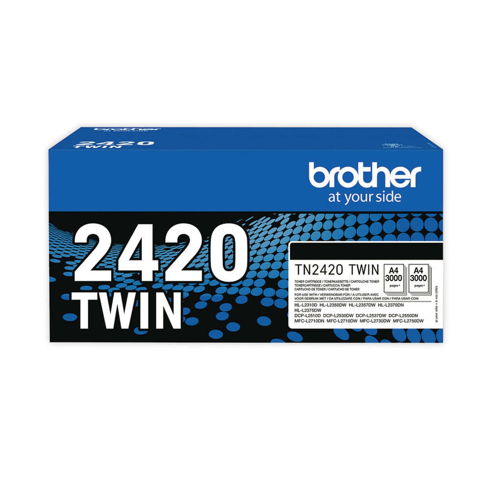 Brother TN2420 Black High Yield Toner Twin Pack - TN2420TWIN