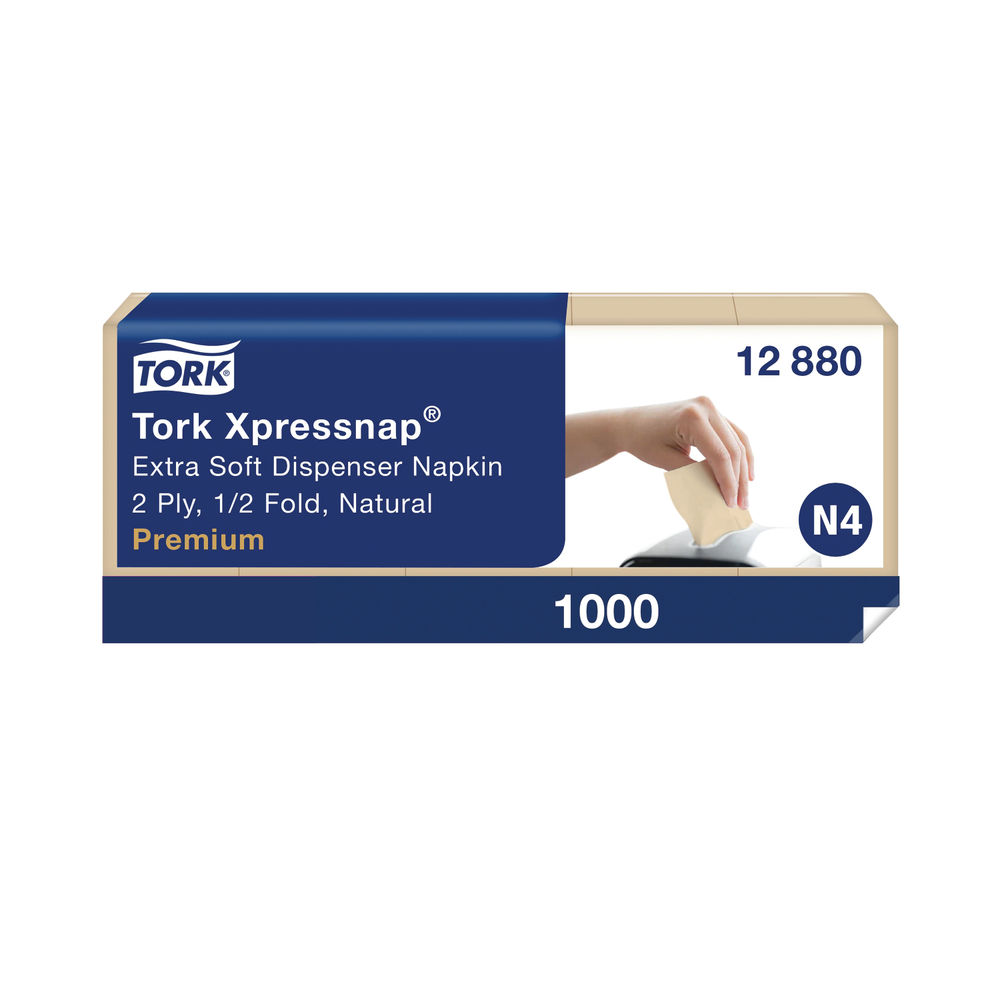 Tork Xpressnap Extra Soft Dispenser Napkin 2-Ply Half Fold Natural 217x170mm (Pack of 1000) 12880