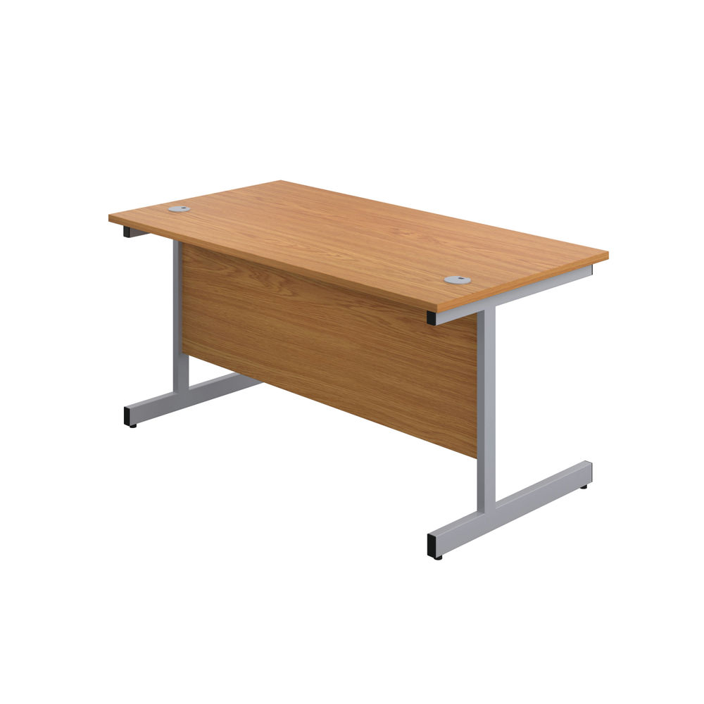 First 1200x800mm Nova Oak/Silver Single Rectangular Desk