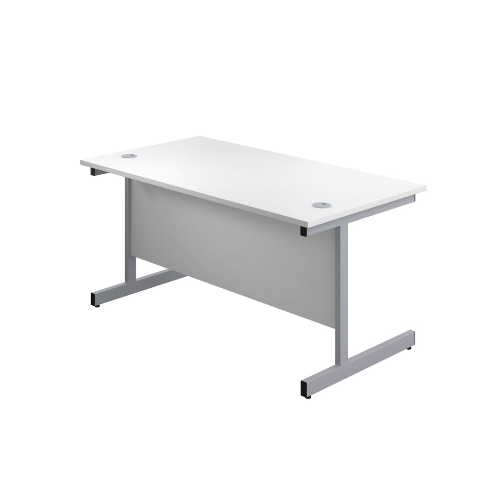 First 1200x800mm White/Silver Single Rectangular Desk