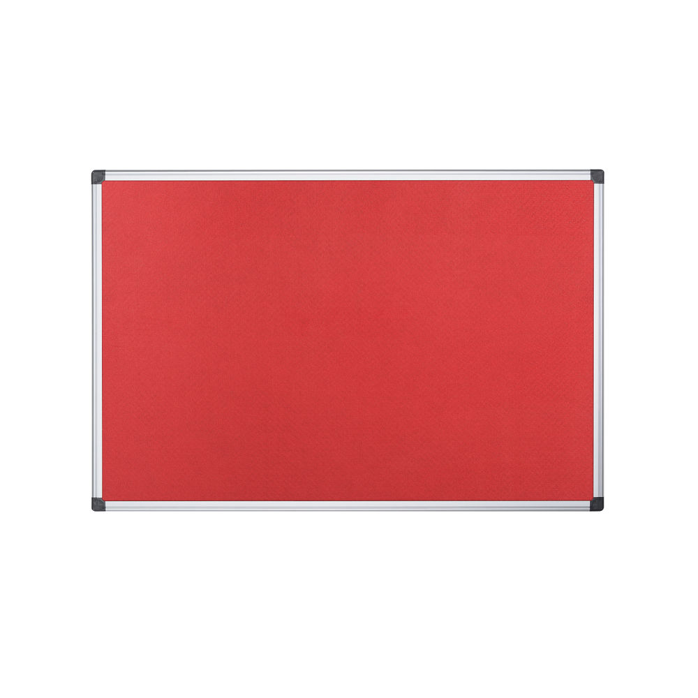 Bi-Office Aluminium Trim Felt Notice Board 1200x900mm Red FA0546170