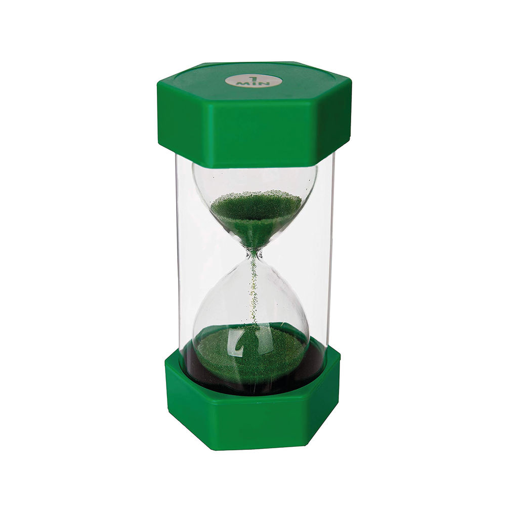 Sand Timer with Matching Coloured Sand 1 Minute Green/Clear 75x75x160mm ST1