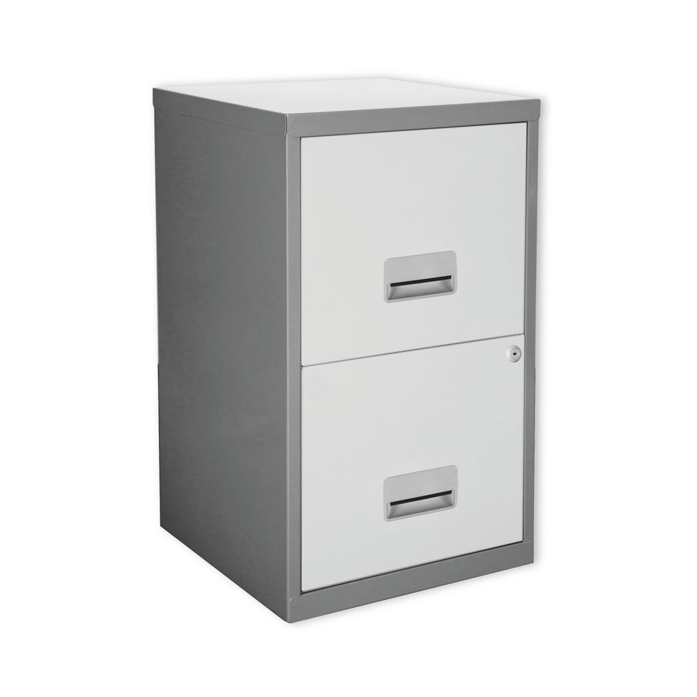 Pierre Henry Silver/White  H660mm A4 2 Drawer Maxi Filing Cabinet