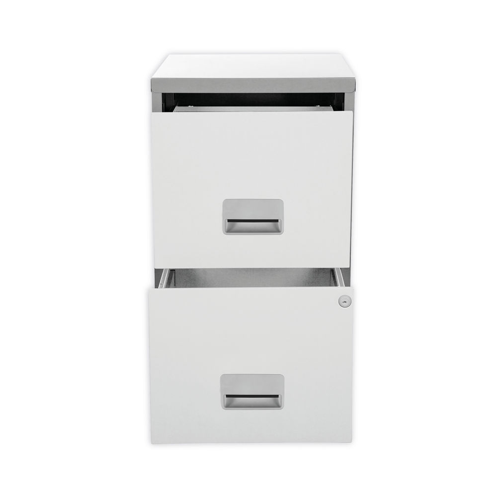 Pierre Henry Silver/White  H660mm A4 2 Drawer Maxi Filing Cabinet