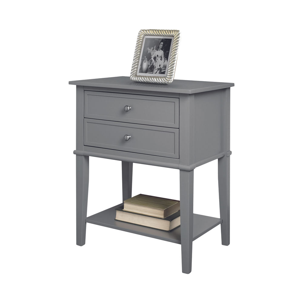 Franklin Accent Table with 2 Drawers Grey