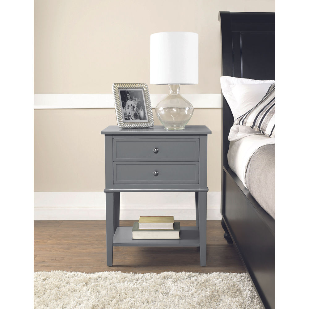 Franklin Accent Table with 2 Drawers Grey