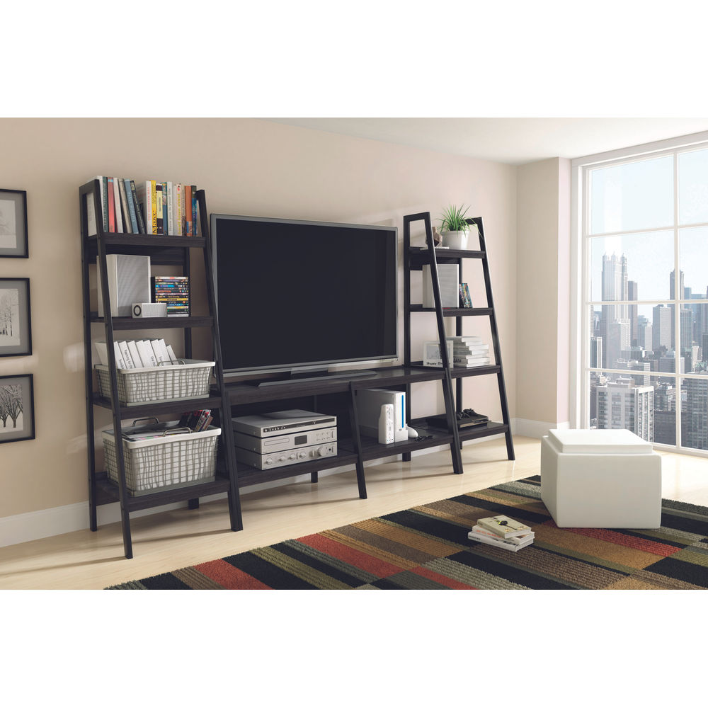 Lawrence 4 Shelf Ladder Bookcase Bundle Black