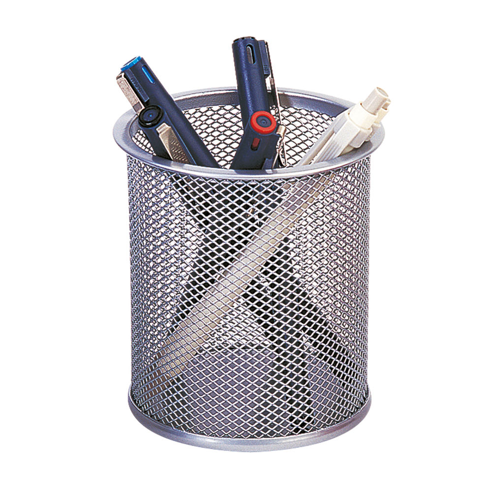 Q-Connect Mesh Pen Pot Silver KF00846