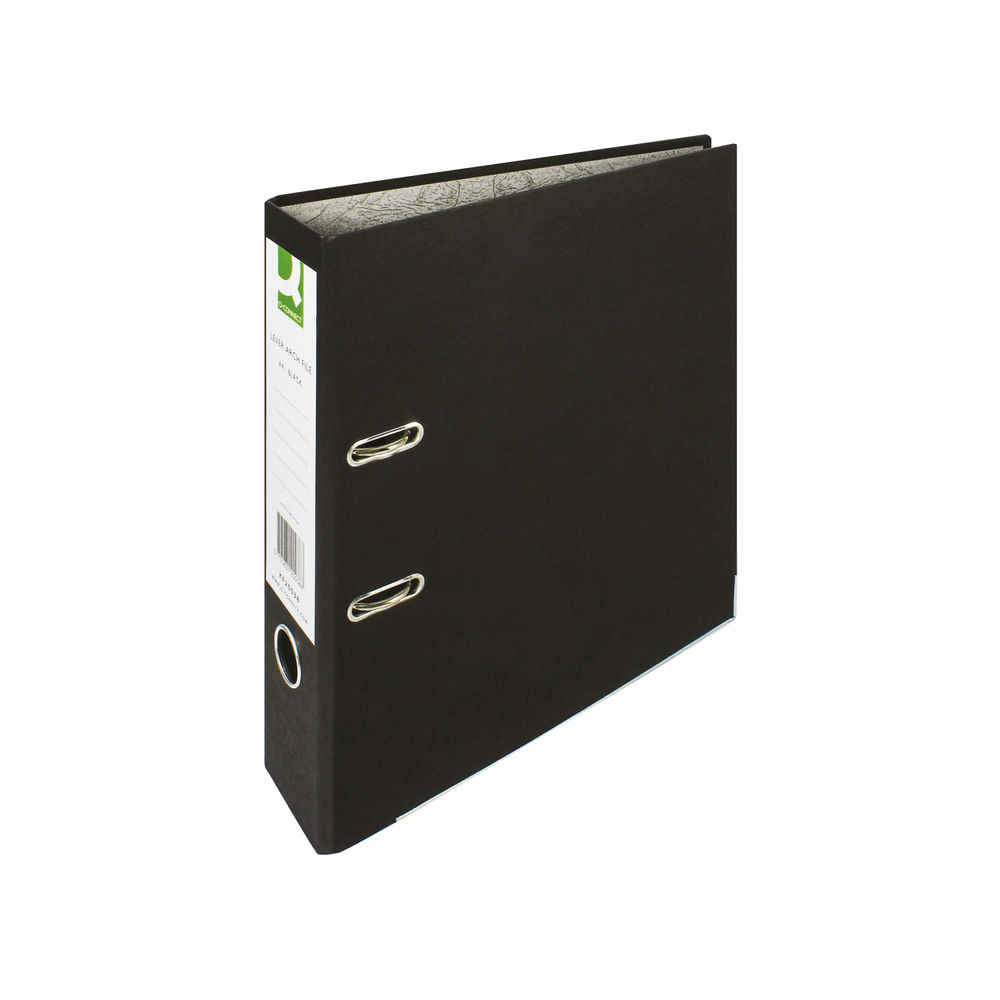 Q-Connect Lever Arch File Paperbacked A4 Black (Pack of 10) KF20038