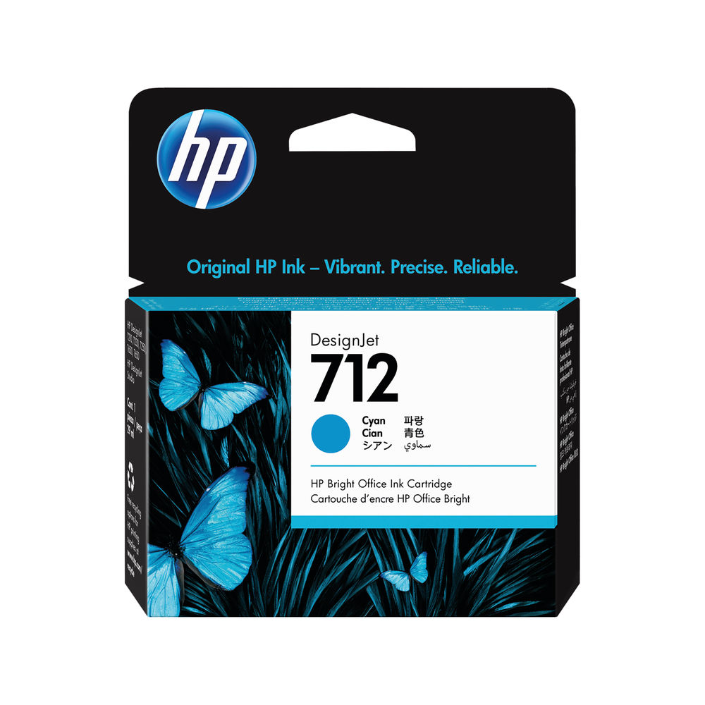 HP 712 DesignJet Ink Cartridge 29-ml Cyan 3ED67A