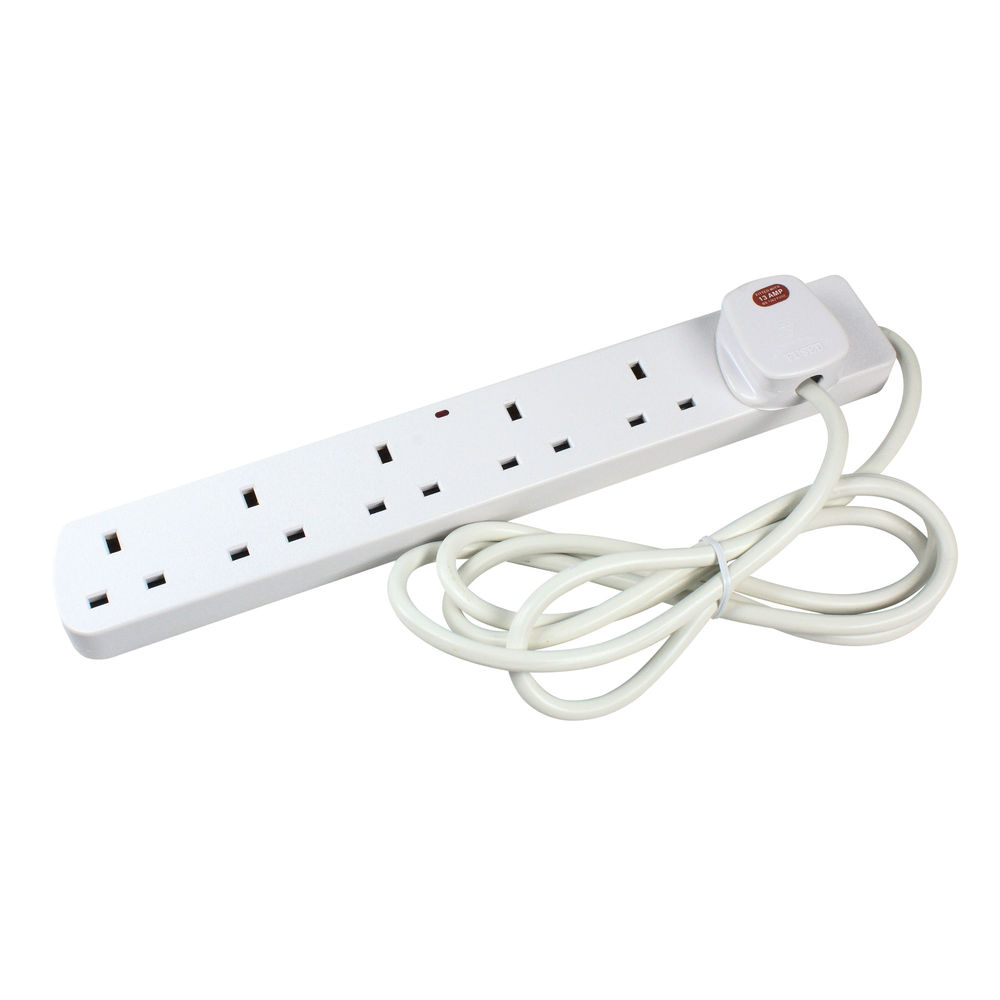 6-Way Surge Protection White Extension Lead Cable - CEDTS6213AS