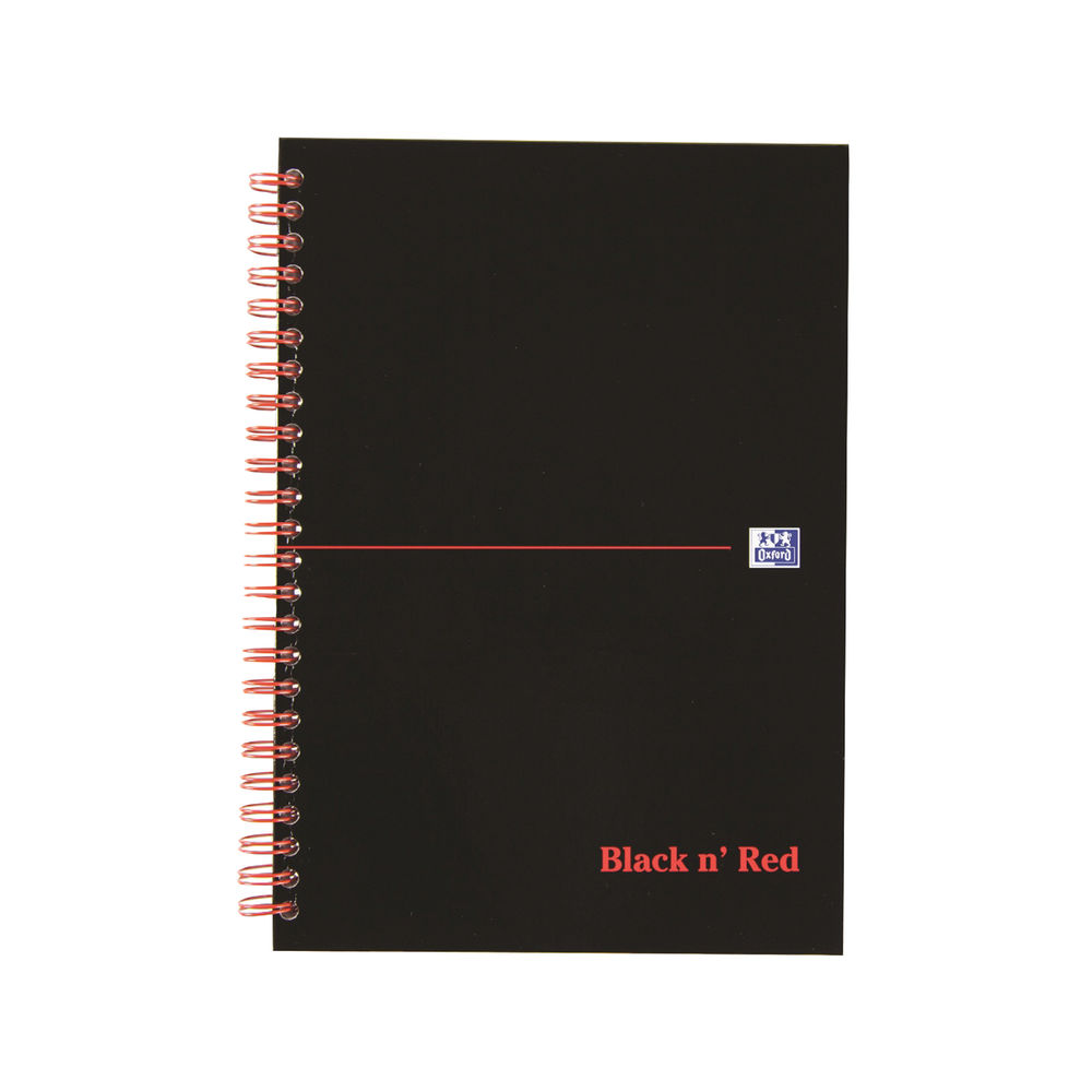 Black n' Red Ruled Perforated Wirebound Hardback Notebook A5 (5 Pack