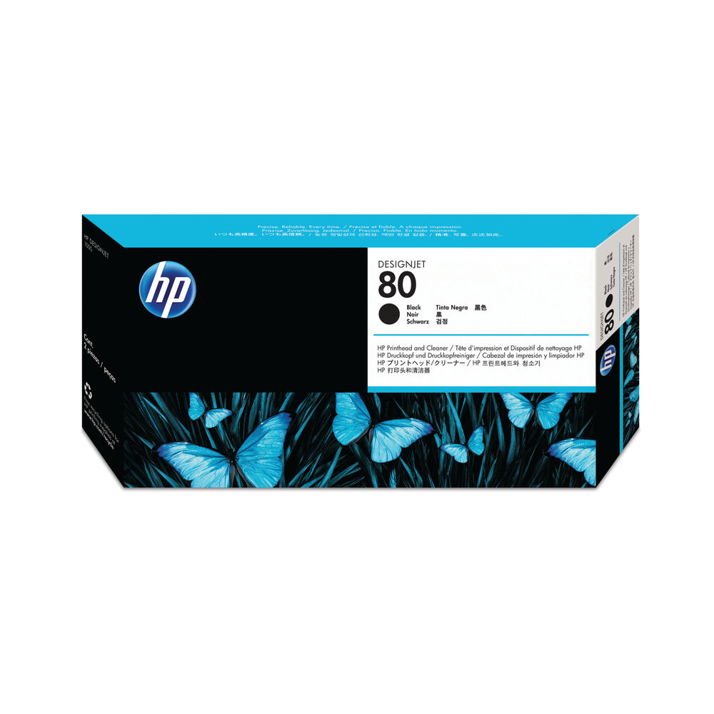 HP 80 Inkjet Printhead Black & Printhead Cleaner | C4820A