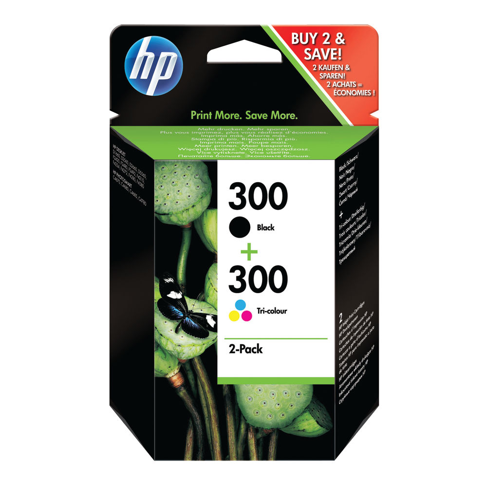HP 300 Black and Tri-Colour Ink Cartridge Combo Pack - CN637EE