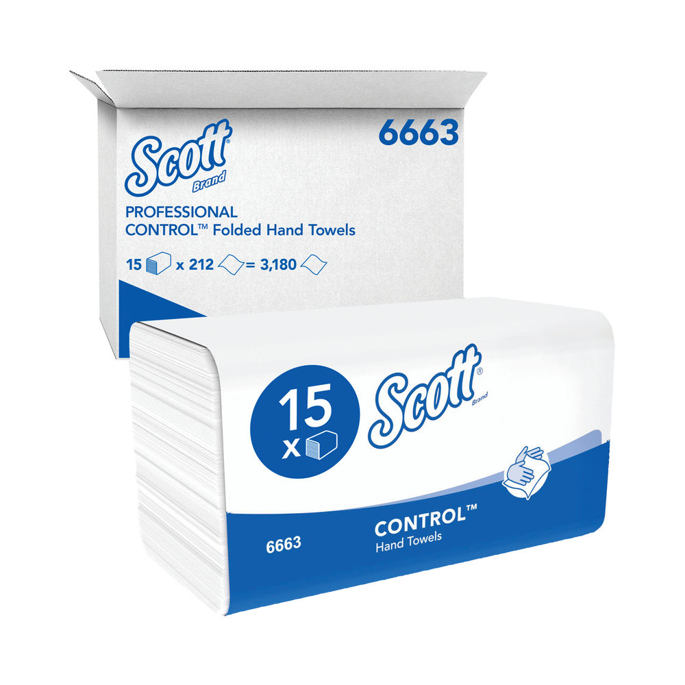 Scott 1-Ply Performance Hand Towels 212 Sheets, Pack of 15 | 6663