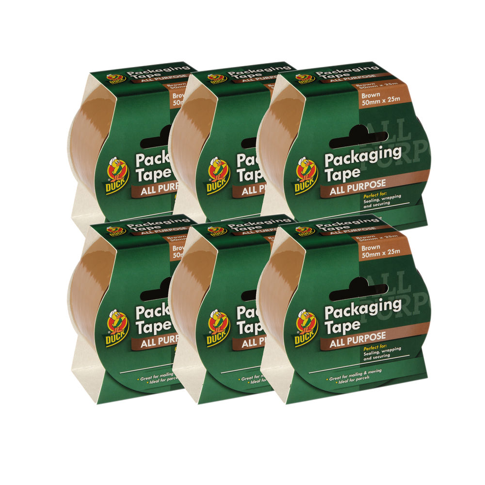 Ducktape Packaging Tape 50mmx25m Brown (Pack of 6)