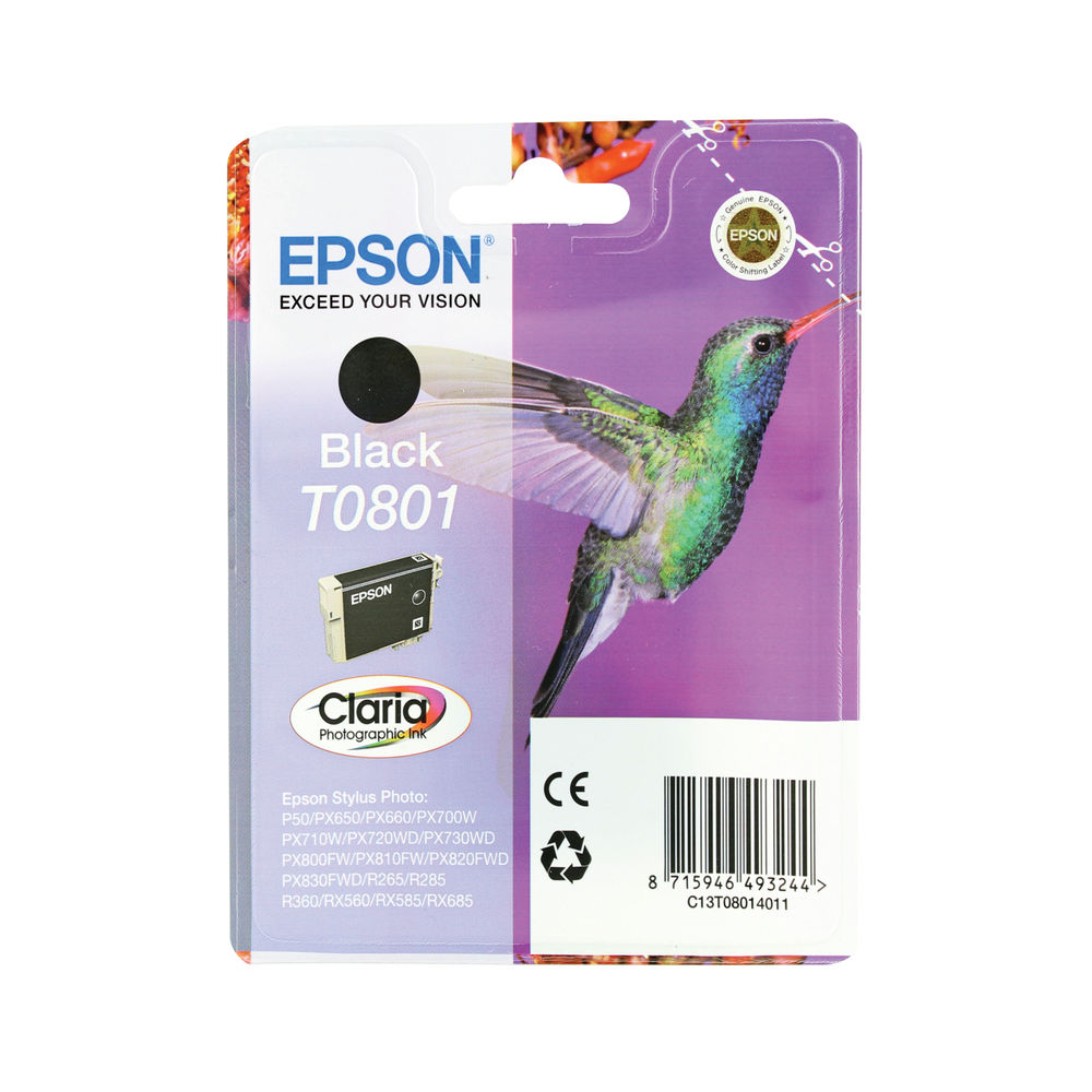 pson T0801 Black Inkjet Cartridge C13T08014011 / T0801