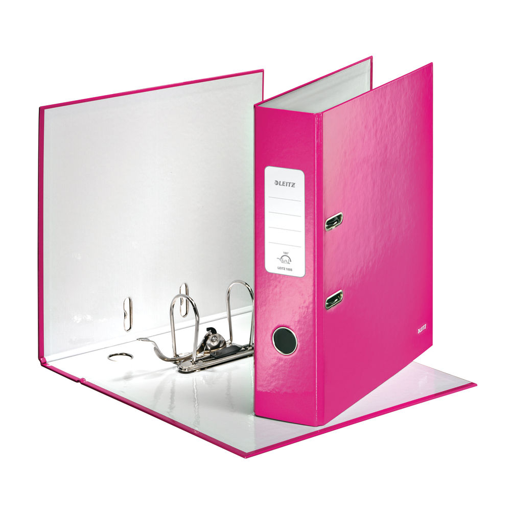 Leitz 180 WOW A4 Metallic Pink Lever Arch File (Pack of 10)