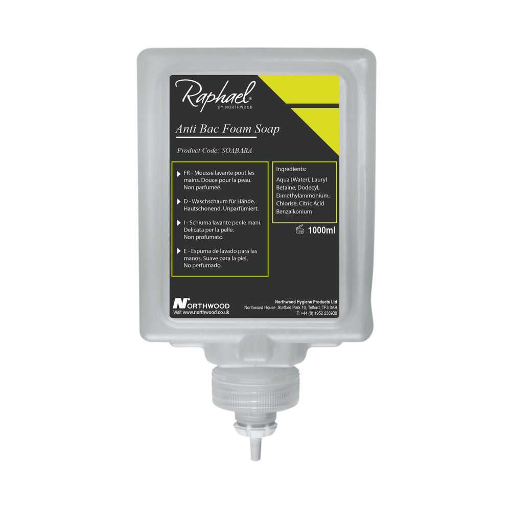 Raphael 1000ml Antibac Foam Soap Cartridges (6 Pack) SOABARA