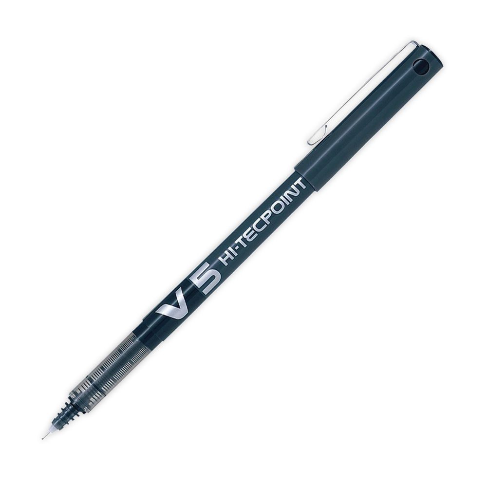 Pilot V5 Black Hi-Tecpoint Extra Fine Rollerball Pens, Pack of 12