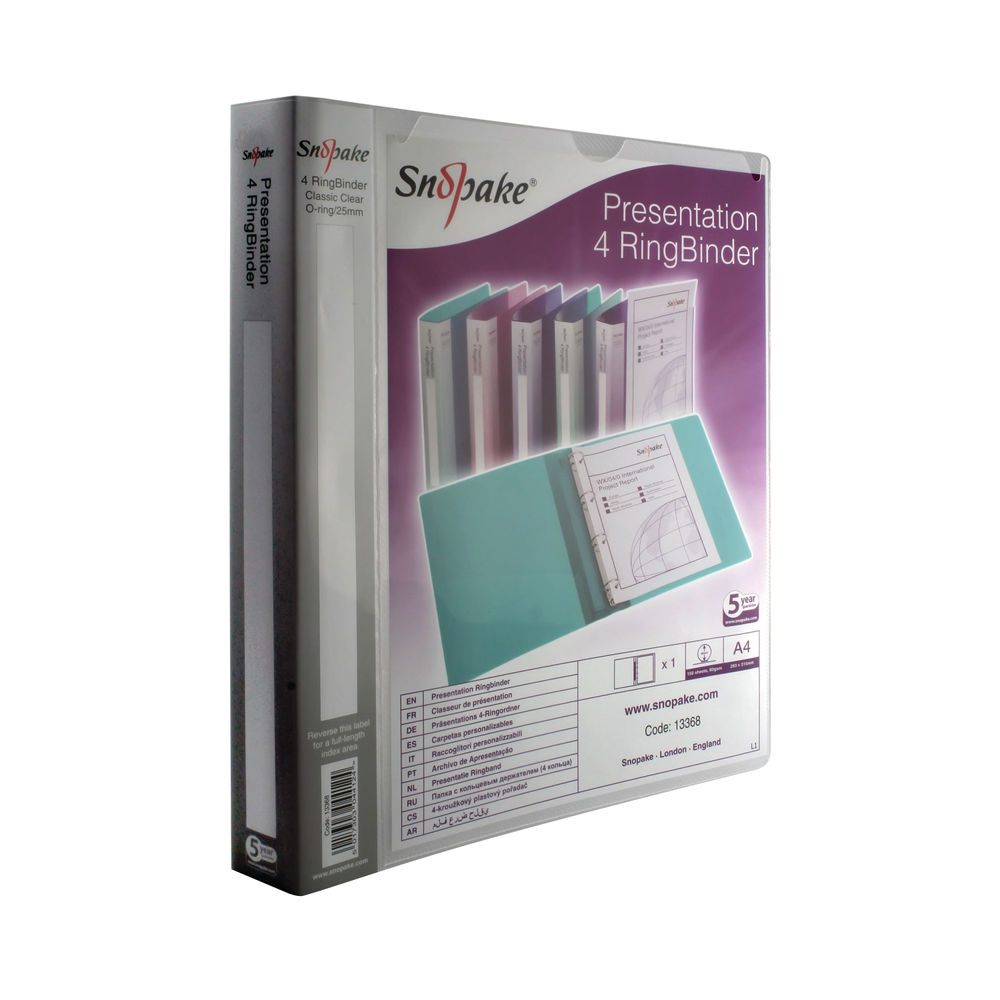 Snopake Presentation A4 Clear 25mm 4 O-Ring Binder