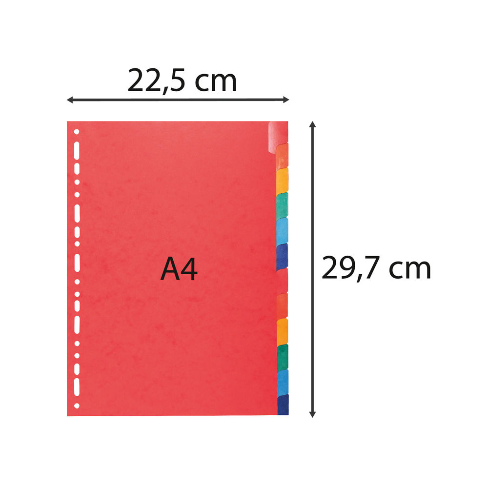 Exacompta Divider Pressboard 12Part A4 Assorted (Pack of 15)