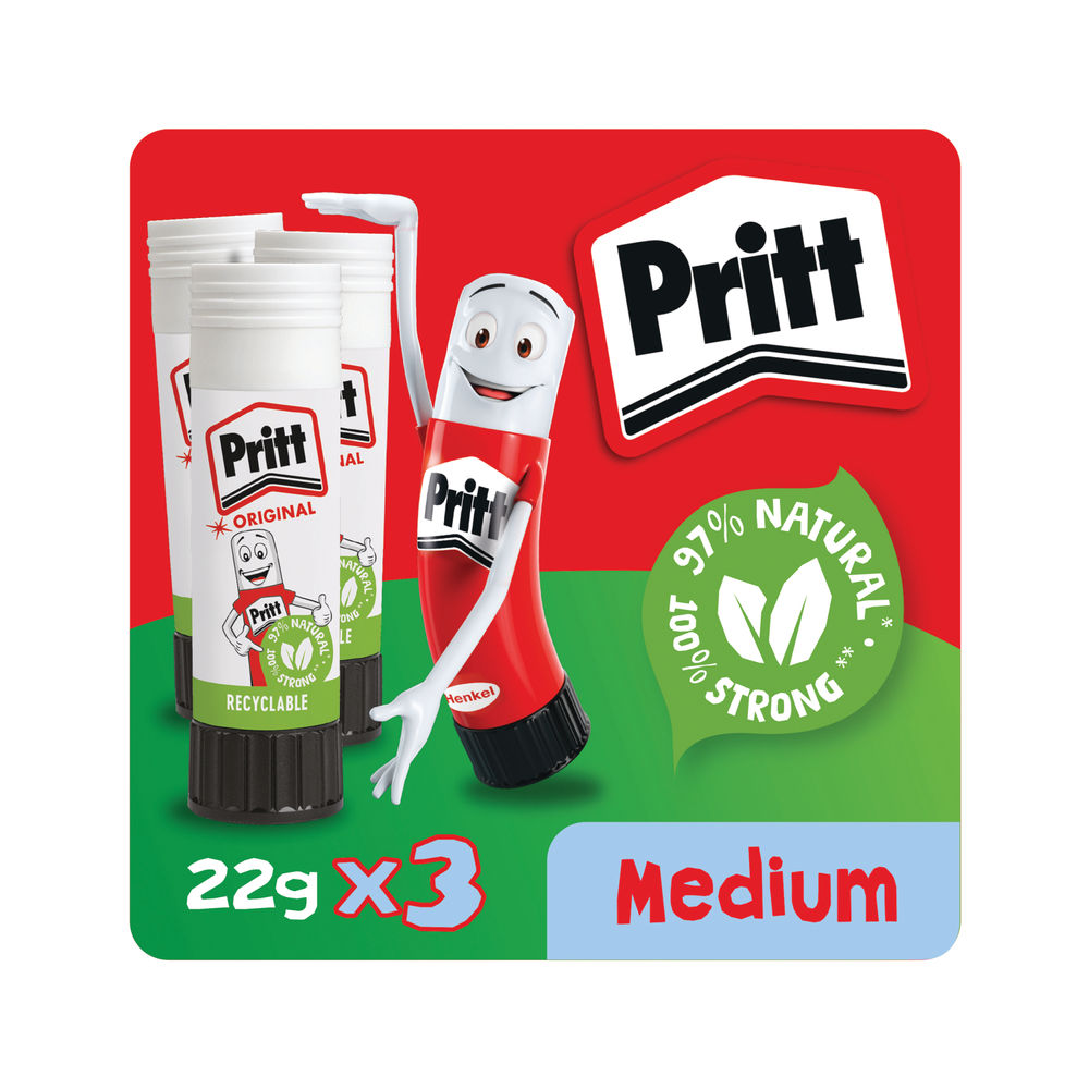 Pritt Stick Glue Stick 22g (Pack of 3) - 1483484