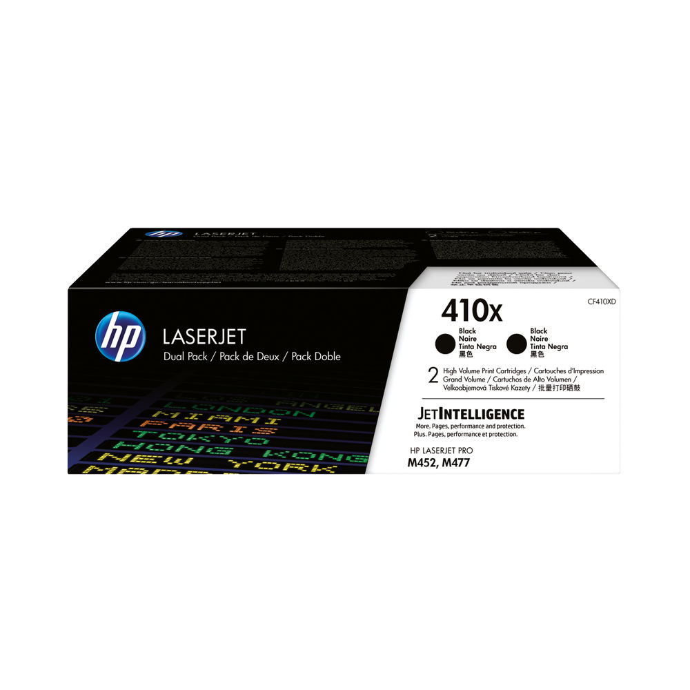 HP 410X High Yield Black Laserjet Toner Cartridge (Pack of 2) CF410XD
