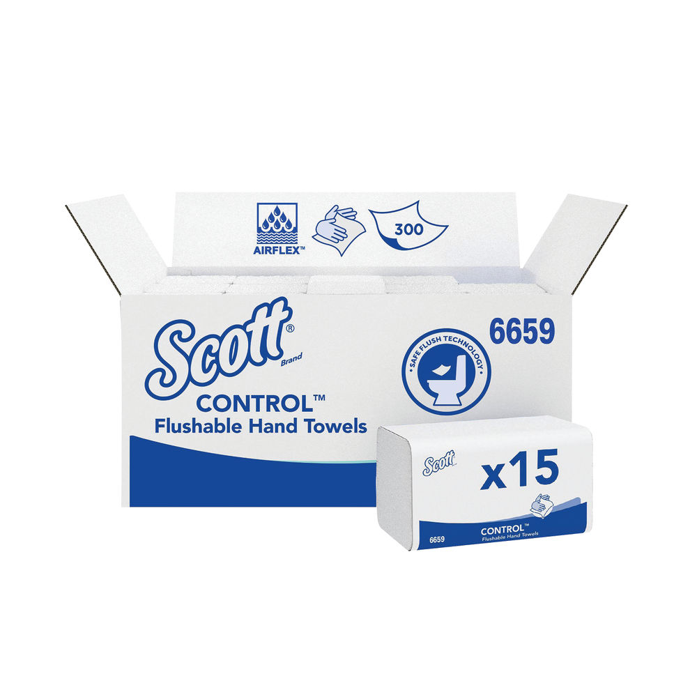Scott 1-Ply Interfolded Performance Hand Towels 300 Sheets, Pack of 15 | 6659