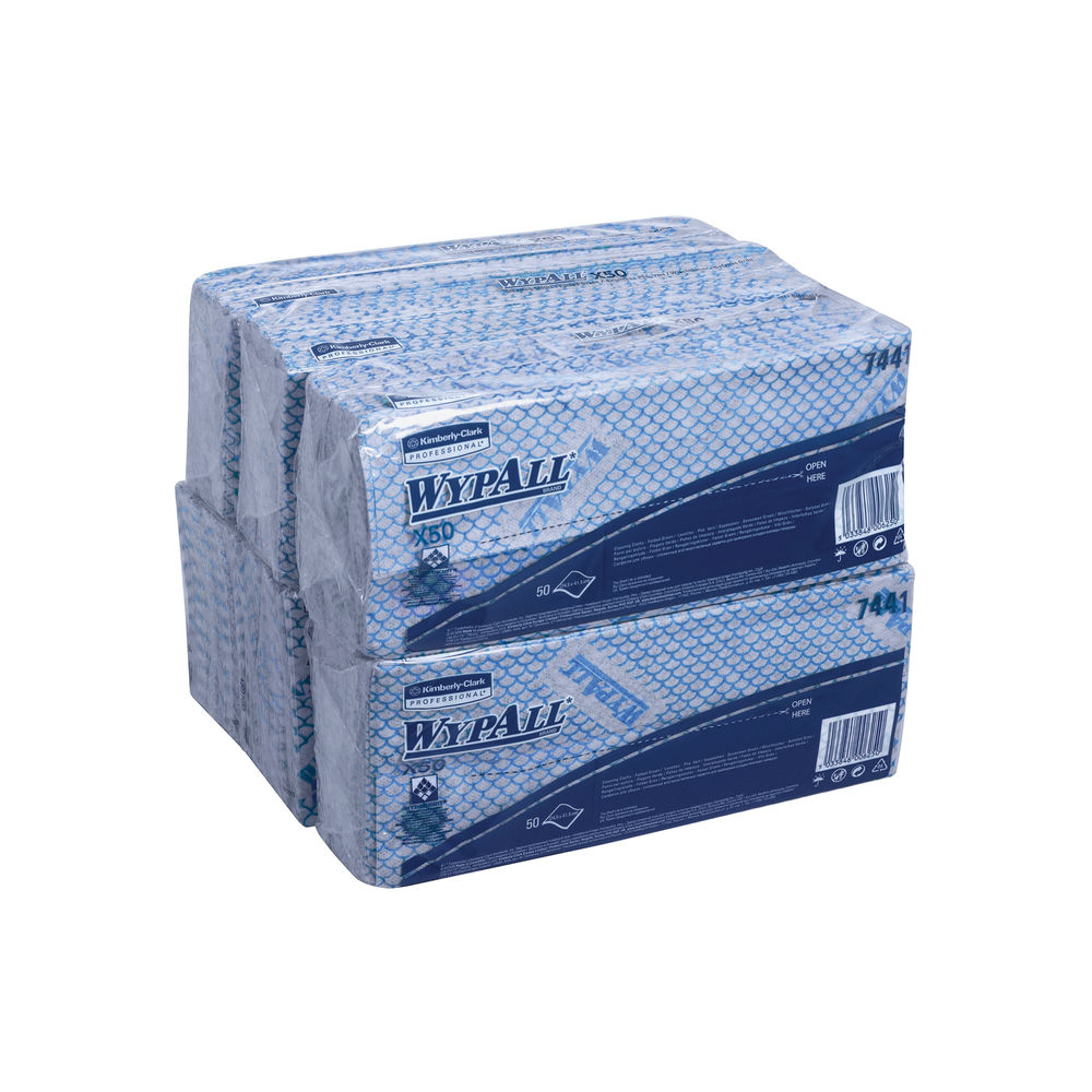 Wypall X50 Blue Cleaning Cloths (Pack of 50)