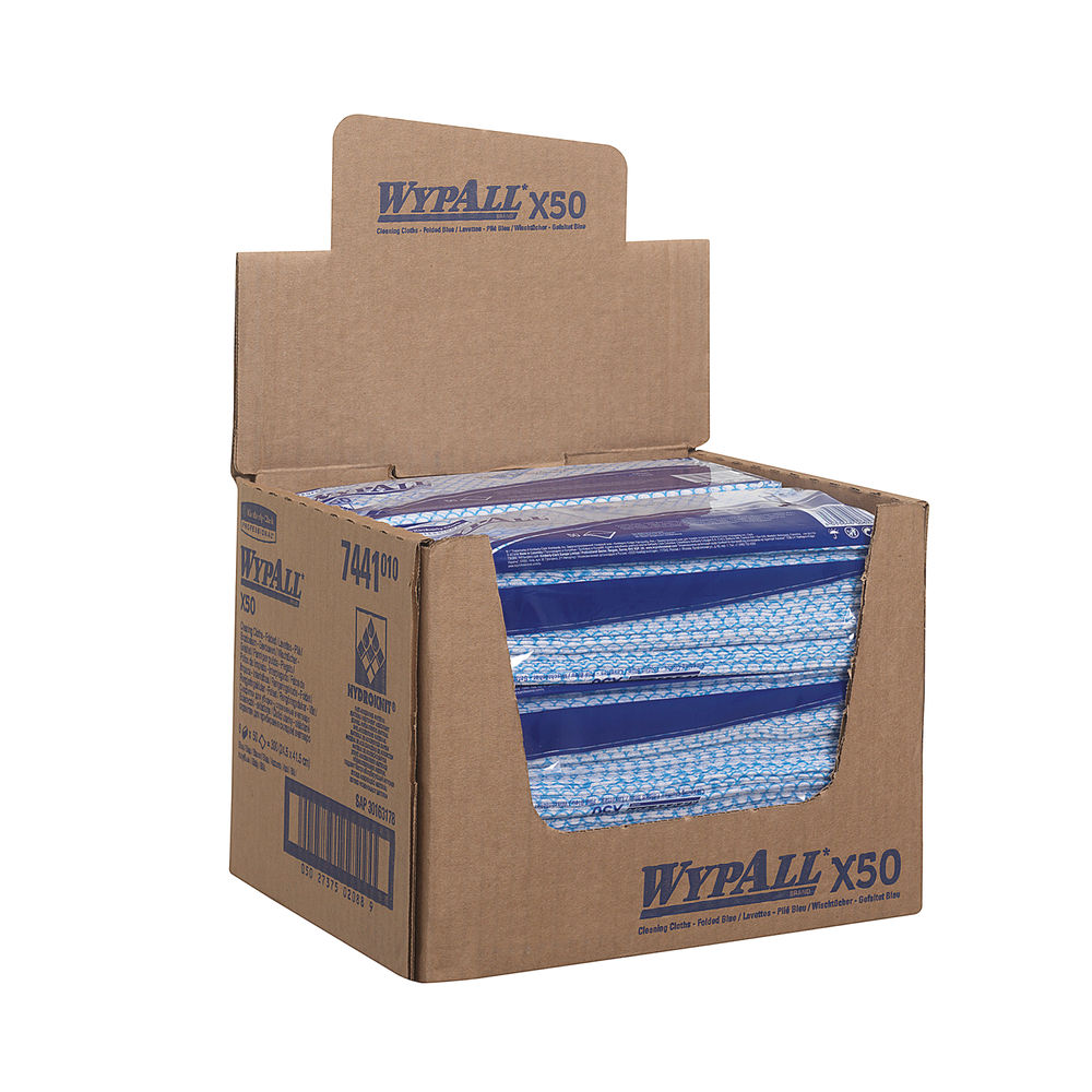 Wypall X50 Blue Cleaning Cloths (Pack of 50)