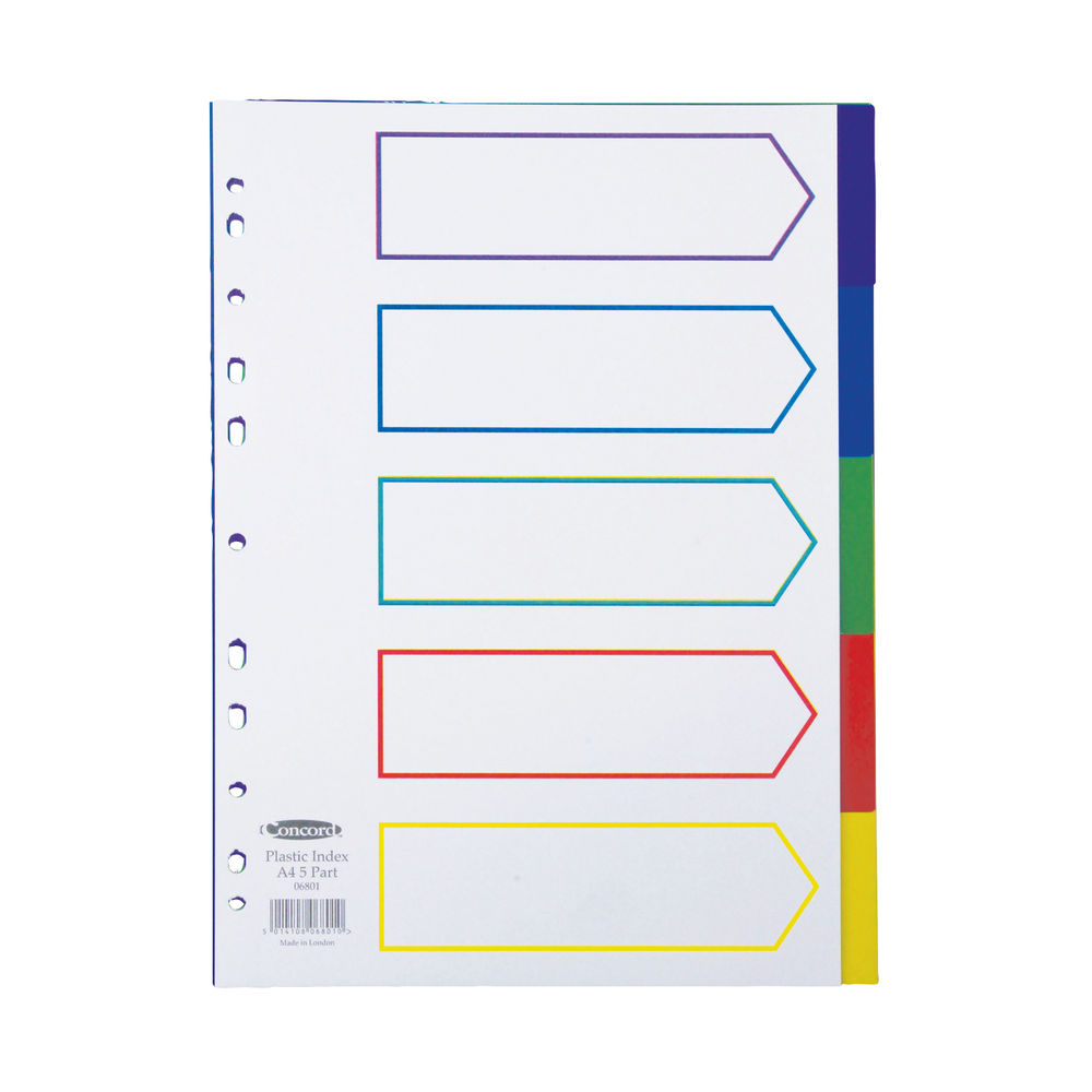 Concord Divider 5-Part A4 Polypropylene Multicoloured 06801