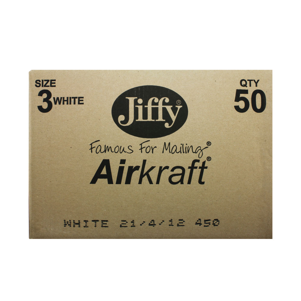 Jiffy Airkraft White Size 3 Mailers (Pack of 50) - JL-3