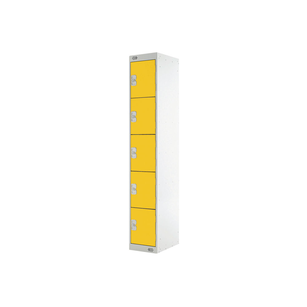 Five Compartment Locker 300x450x1800mm Yellow Door MC00066