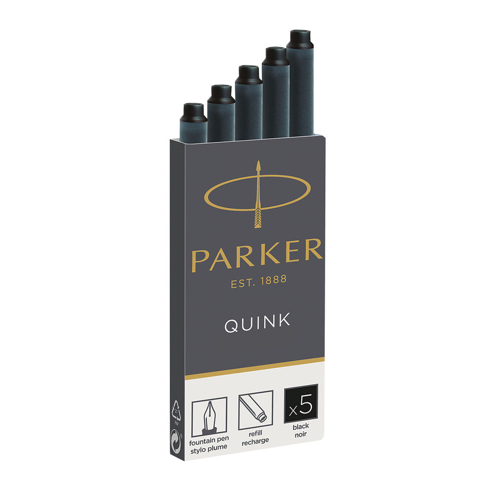 Parker Quink Black Permanent Ink Cartridge (Pack of 60)