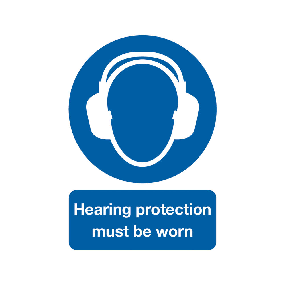 Safety Sign Hearing Protection Must be Worn A4 PVC MA01950R