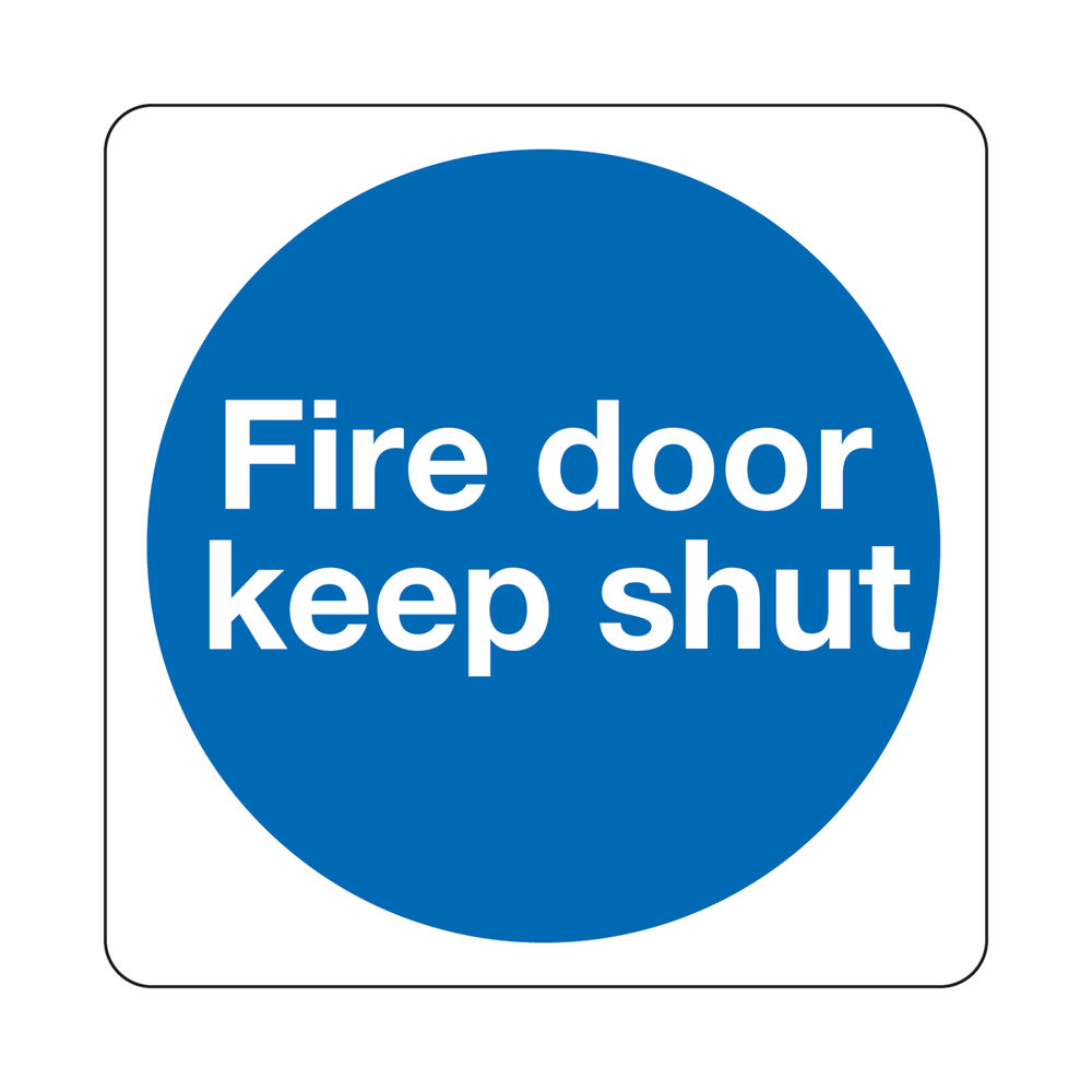 Safety Sign Fire Door Keep Shut 100x100mm Self-Adhesive (Pack of 5) KM14AS